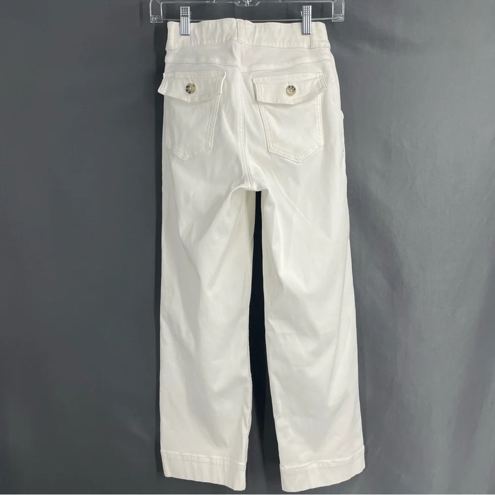 SPANX Stretch Twill Cropped Wide Leg Bright White Comfort Business Casual Pant - Picture 8 of 12